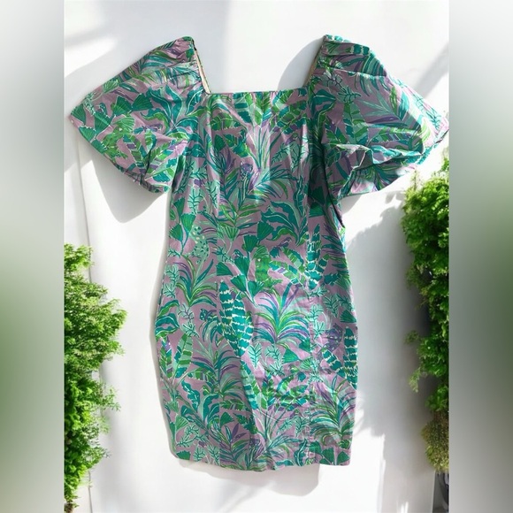 Lilly Pulitzer Dresses & Skirts - Lilly Pulitzer Lettie Short Sleeve Dress Purple Iris Green Size 2 Baby Doll